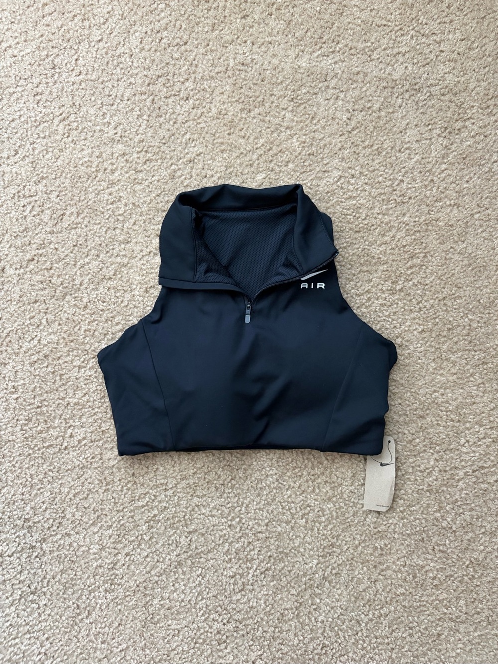 Nike Black Sleeveless Zip-Front Crop Top with AIR Logo
